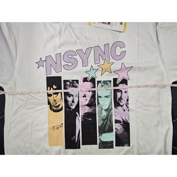 NSYNC Licensed Pop Boy Band White Tee Shirt Graphic Print - Women's M - Picture 4 of 6